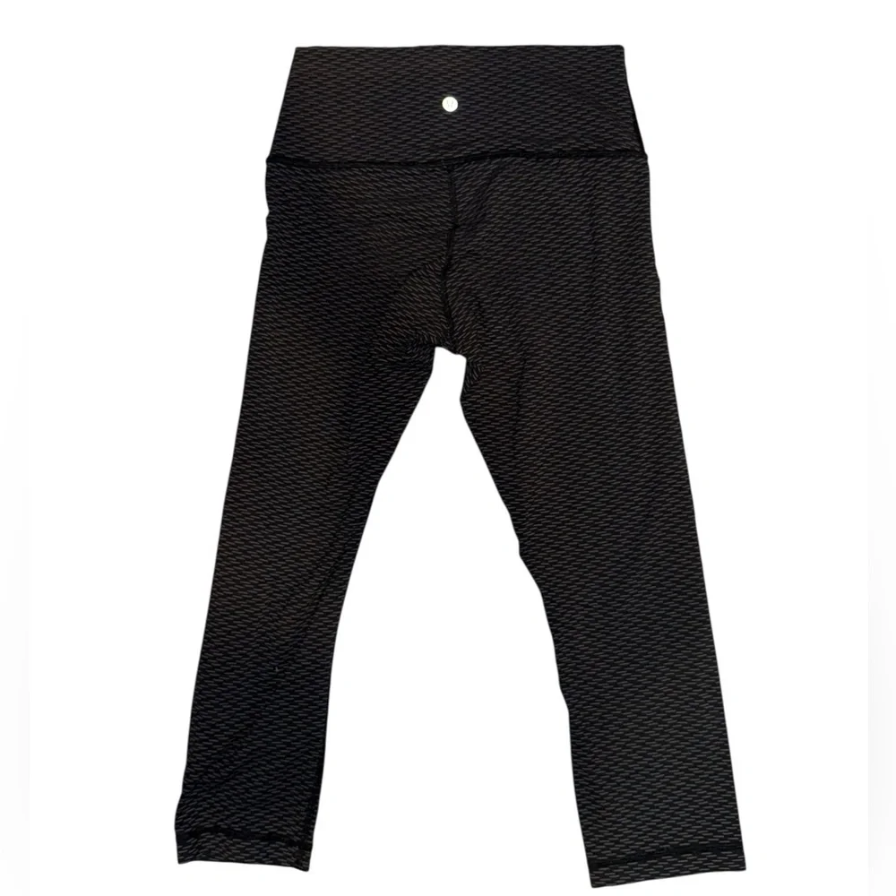 lululemon athletica Wunder Under Score Jacquard Black Cropped High Rise Leggings